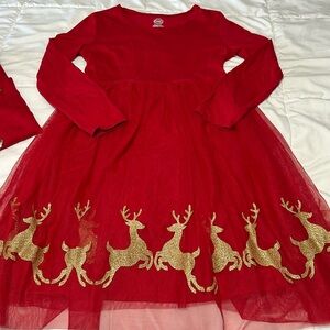 Lot of 3 girls size 10/12 Christmas dress and shirts.
